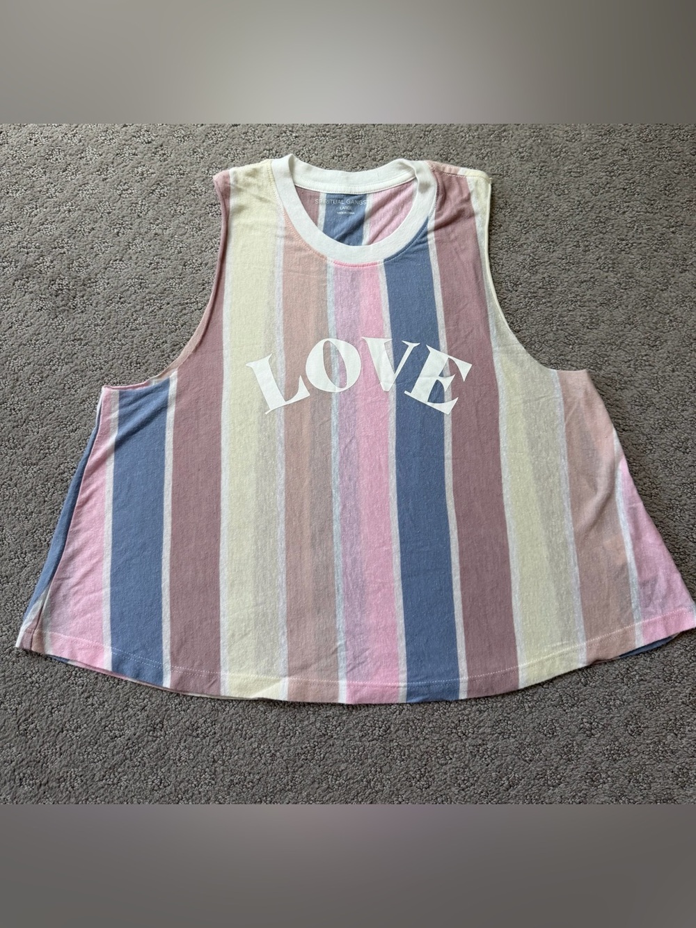 Spiritual Gangster Pastel Striped Tank - Pink, Blue, Cream